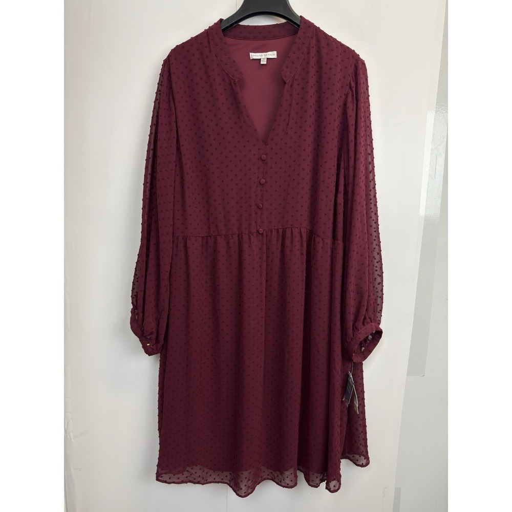 Sandra Darren Dress Women's 18W Swiss Dot Chiffon Sheer Flowy‎ Lined Cottagecore